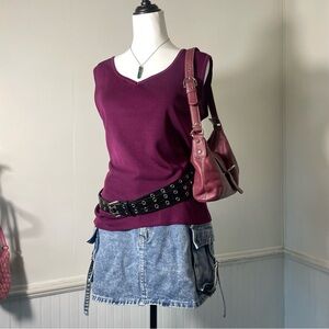 Ming Wang - Women’s Plum V Neck Sleeveless Pullover Shell Tank Top